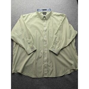 Paul Frederick Men's Shirt 22-35 Non-iron Classic Fit Green White Striped Button
